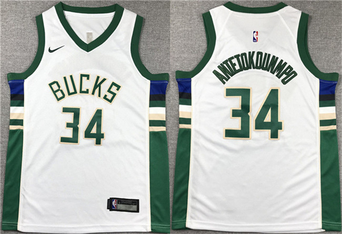 Youth Milwaukee Bucks #34 Giannis Antetokounmpo White Stitched Basketball Jersey